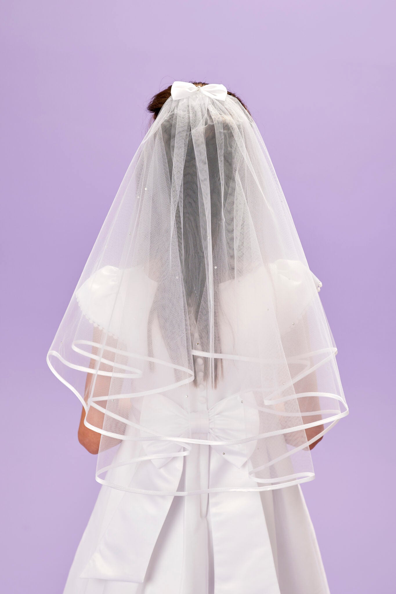 Jacklyn Diamante Satin Bow Veil