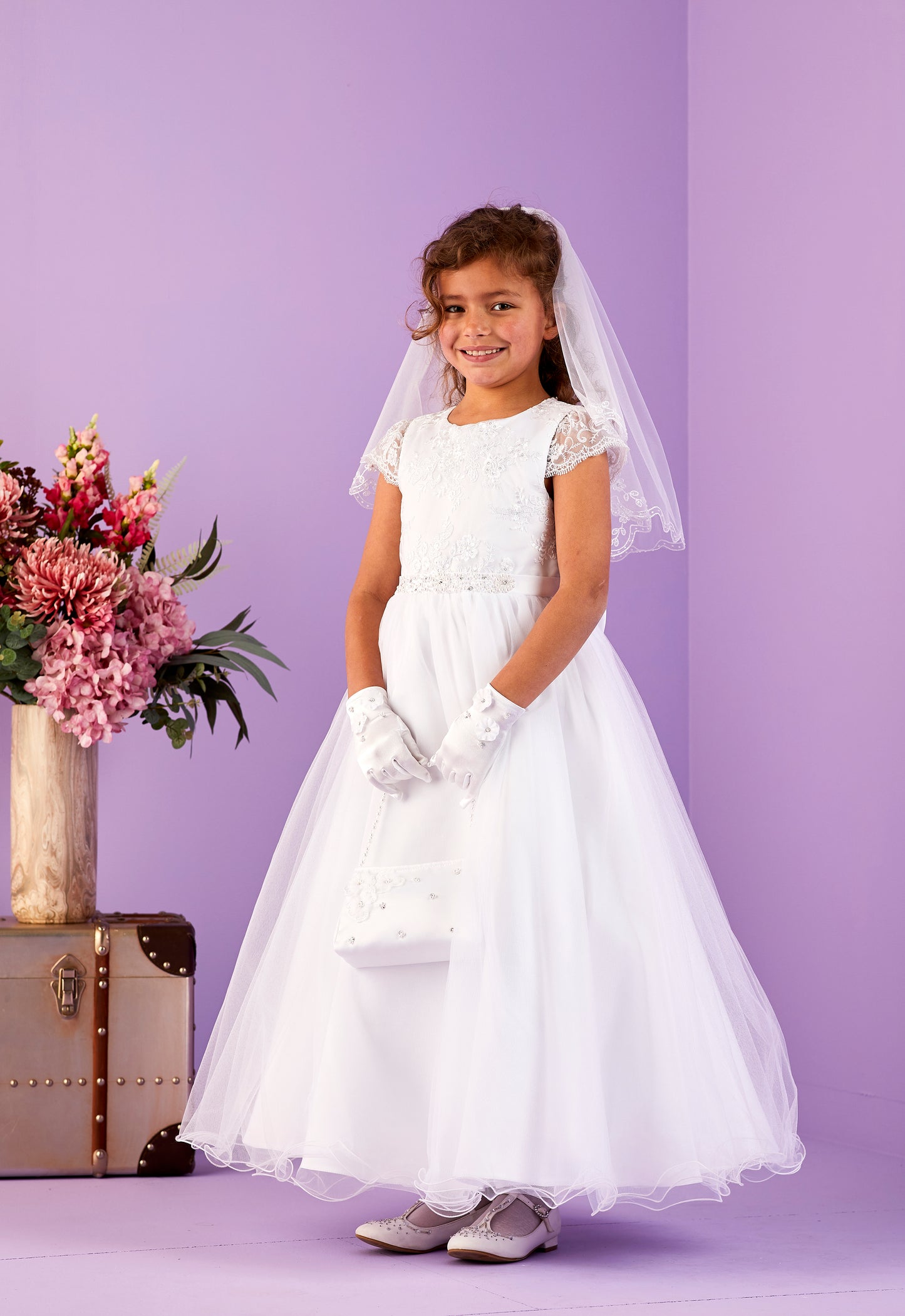 Sylvie White Beaded Holy Communion Veil
