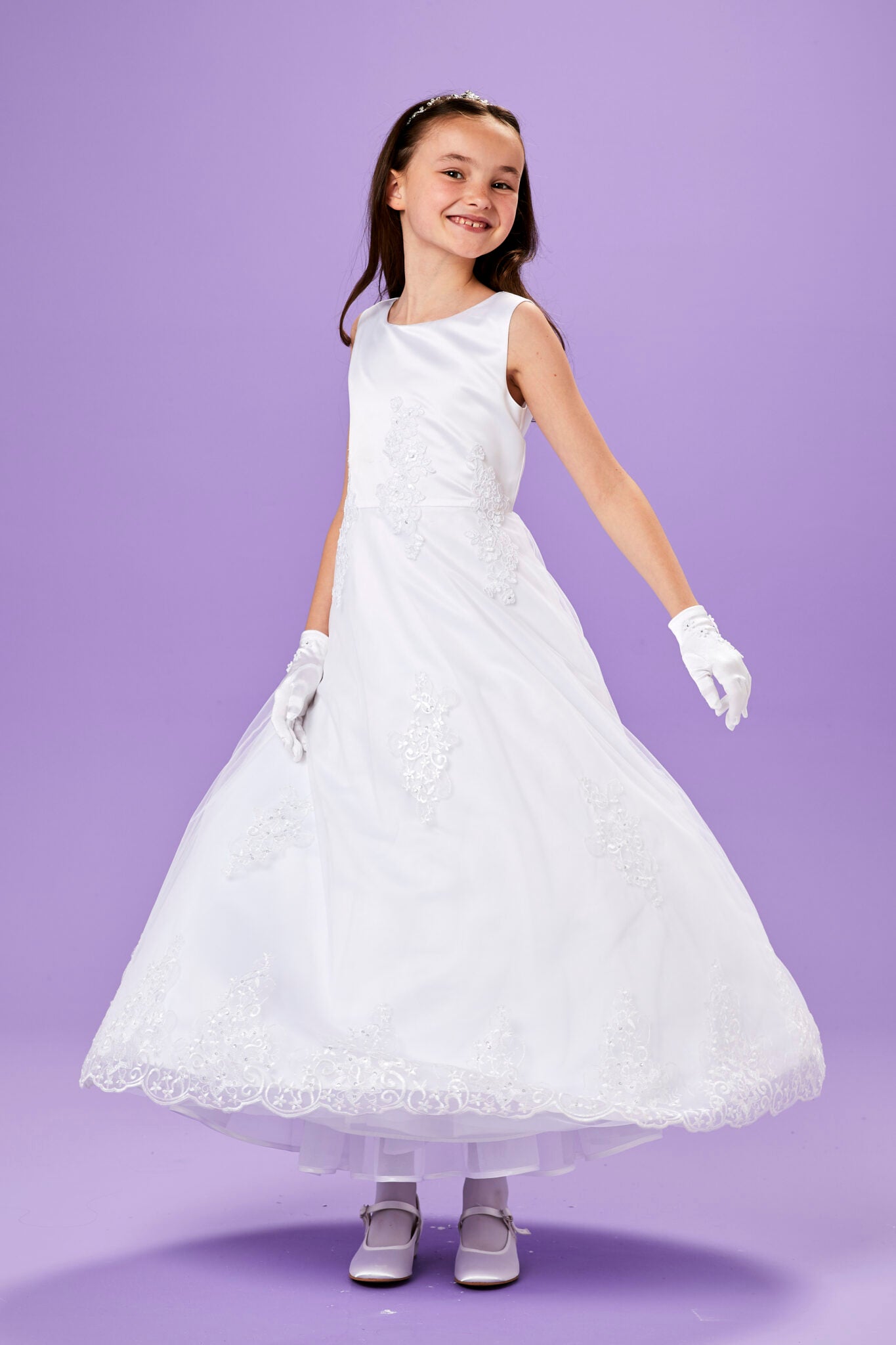 Erin Sleeveless Net Tulle Holy Communion Dress