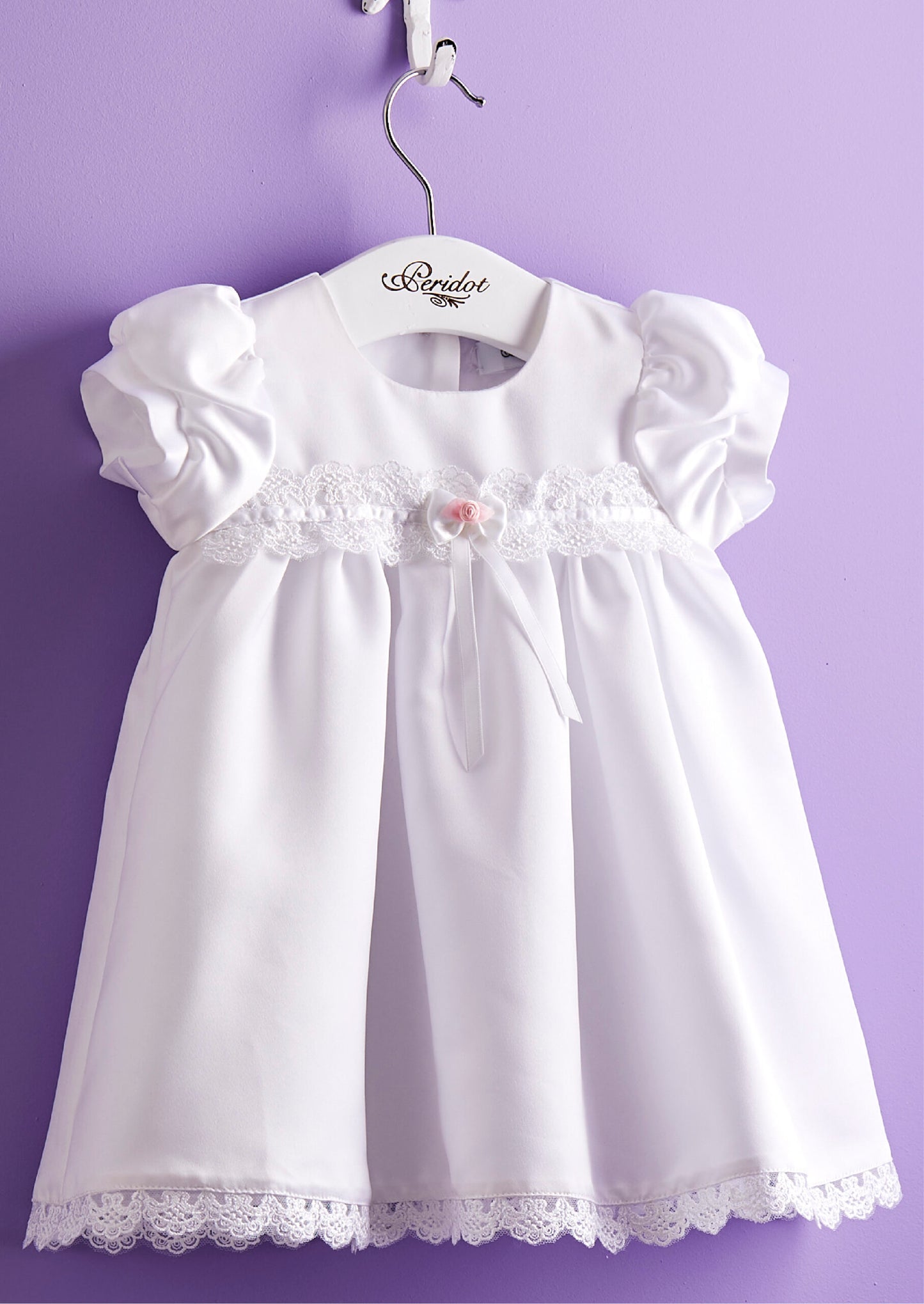 Nicole White Satin Christening Dress