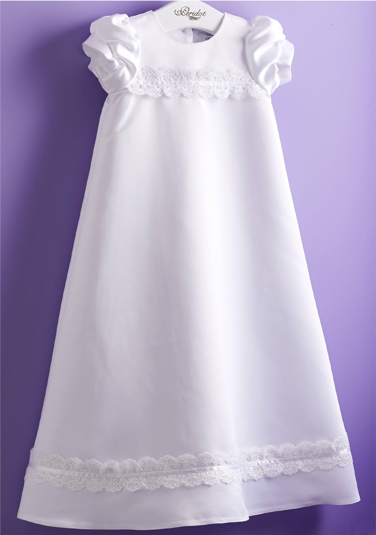 Marie White Satin Christening Robe and Bonnet