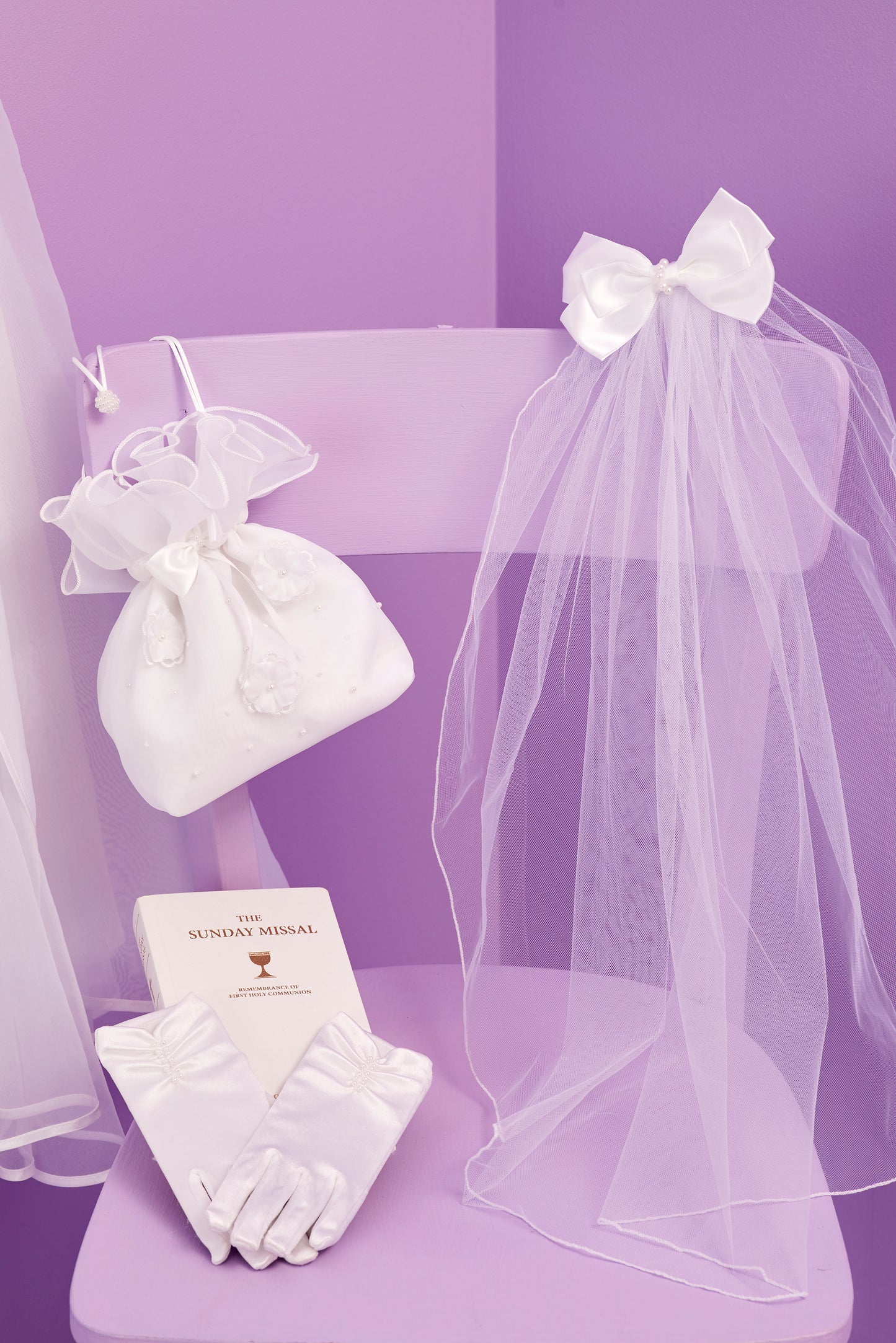 Fallon Large Satin Bow Communion Veil