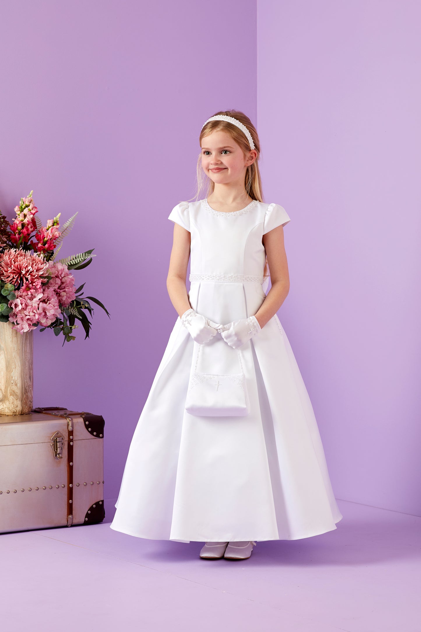 Eliza Pearl Cross Communion Bag with Beaded Handle Available October 2025