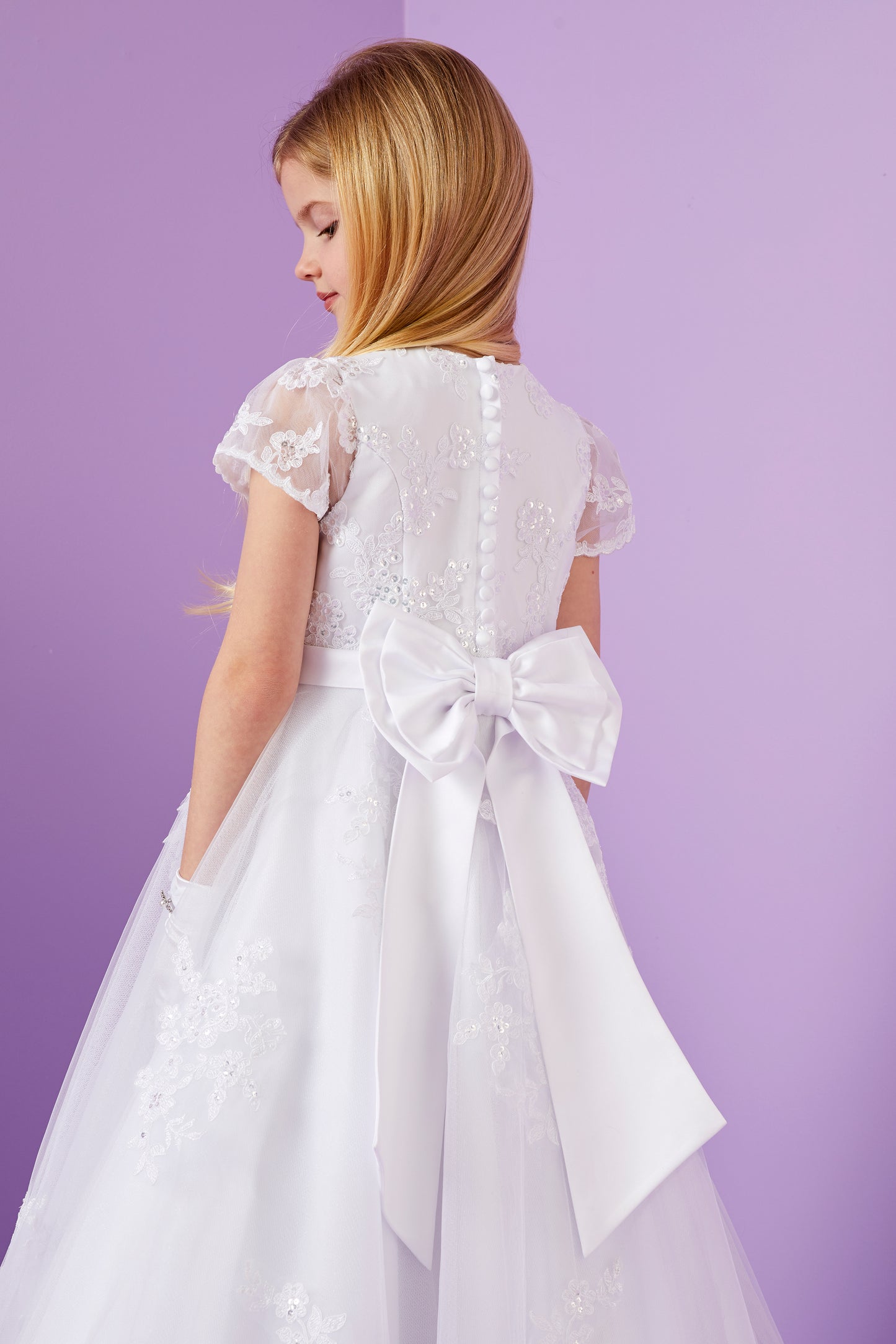 Luna Holy Communion Dress with Lace Bodice and Sparkle Net Skirt Available October 2025