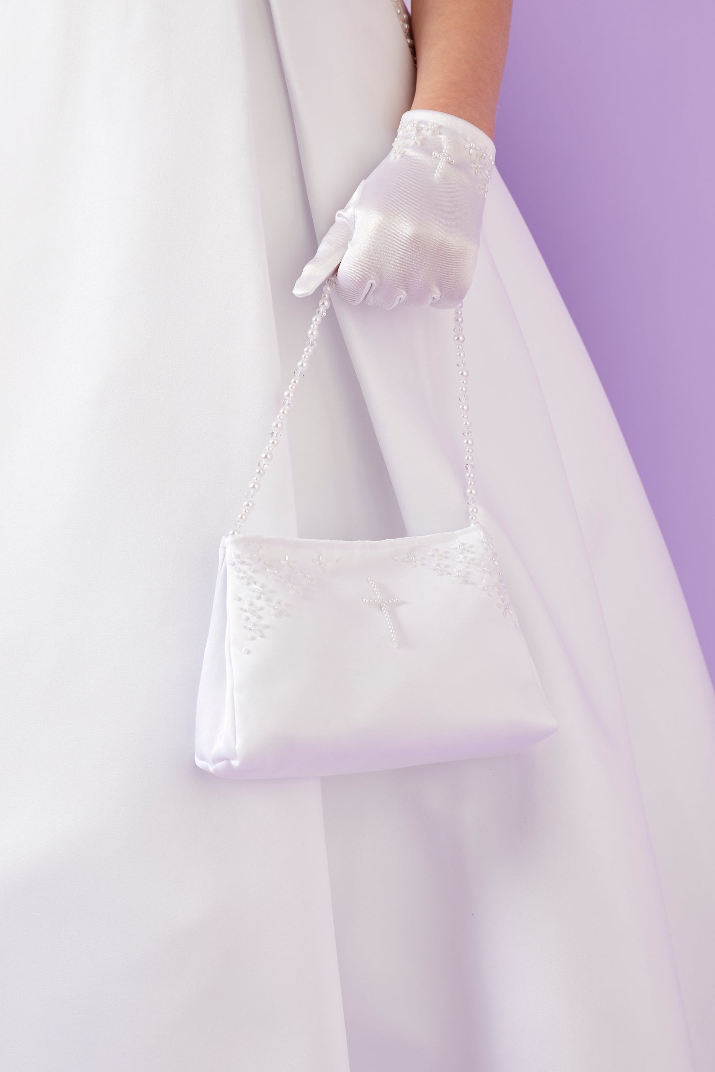 Eliza Pearl Cross Communion Bag with Beaded Handle Available October 2025