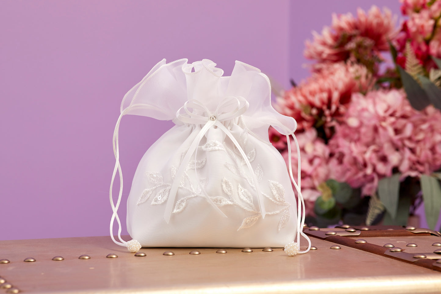 Edith Satin Dolly Bag with Trailing Sequin Leaf Detail Available October 2025