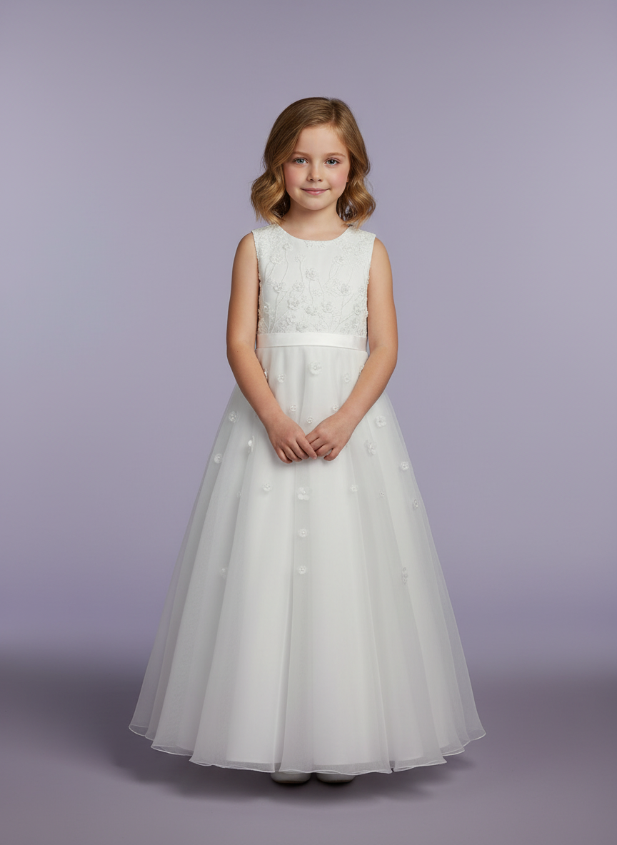 Cassie Sleeveless Ankle Length Communion Dress