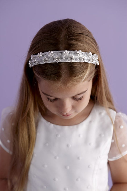 Savannah Hand Beaded Pearl Headband