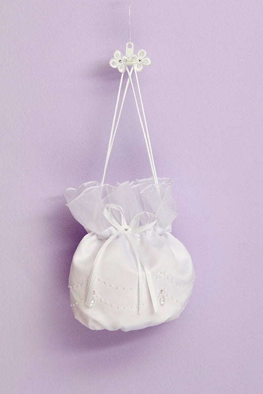 Jane White Satin Communion Dolly Bag