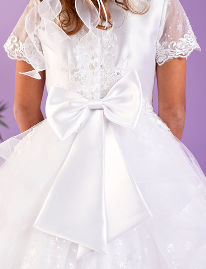2025 Esme White Waterfall Back Holy Communion Dress