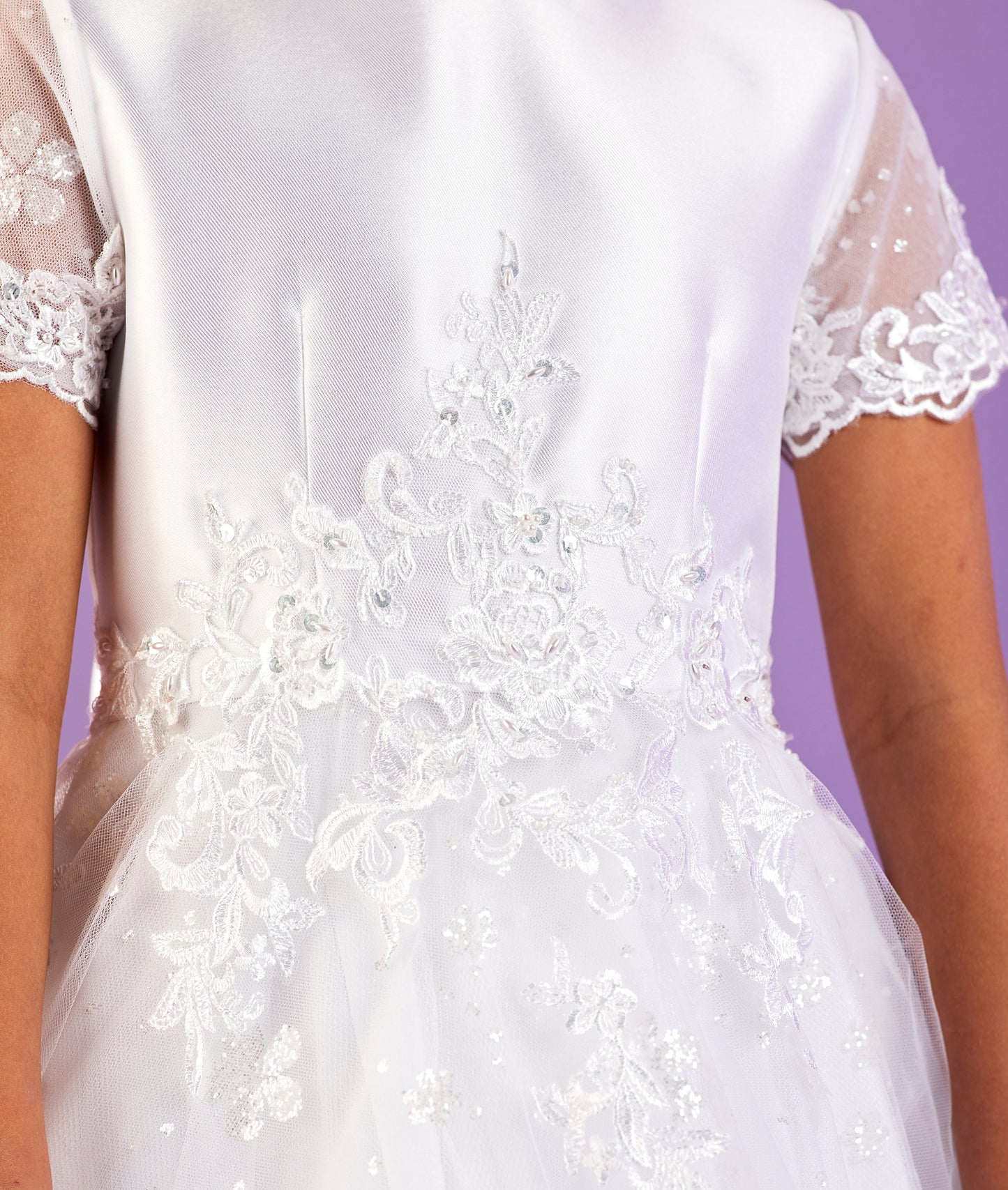 2025 Esme White Waterfall Back Holy Communion Dress