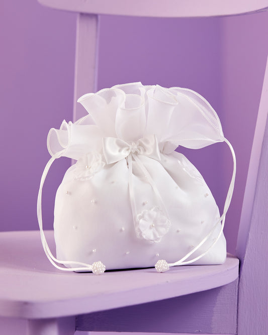Annie White Holy Communion Soft Bag with Pearl Decoration Available Feb2025