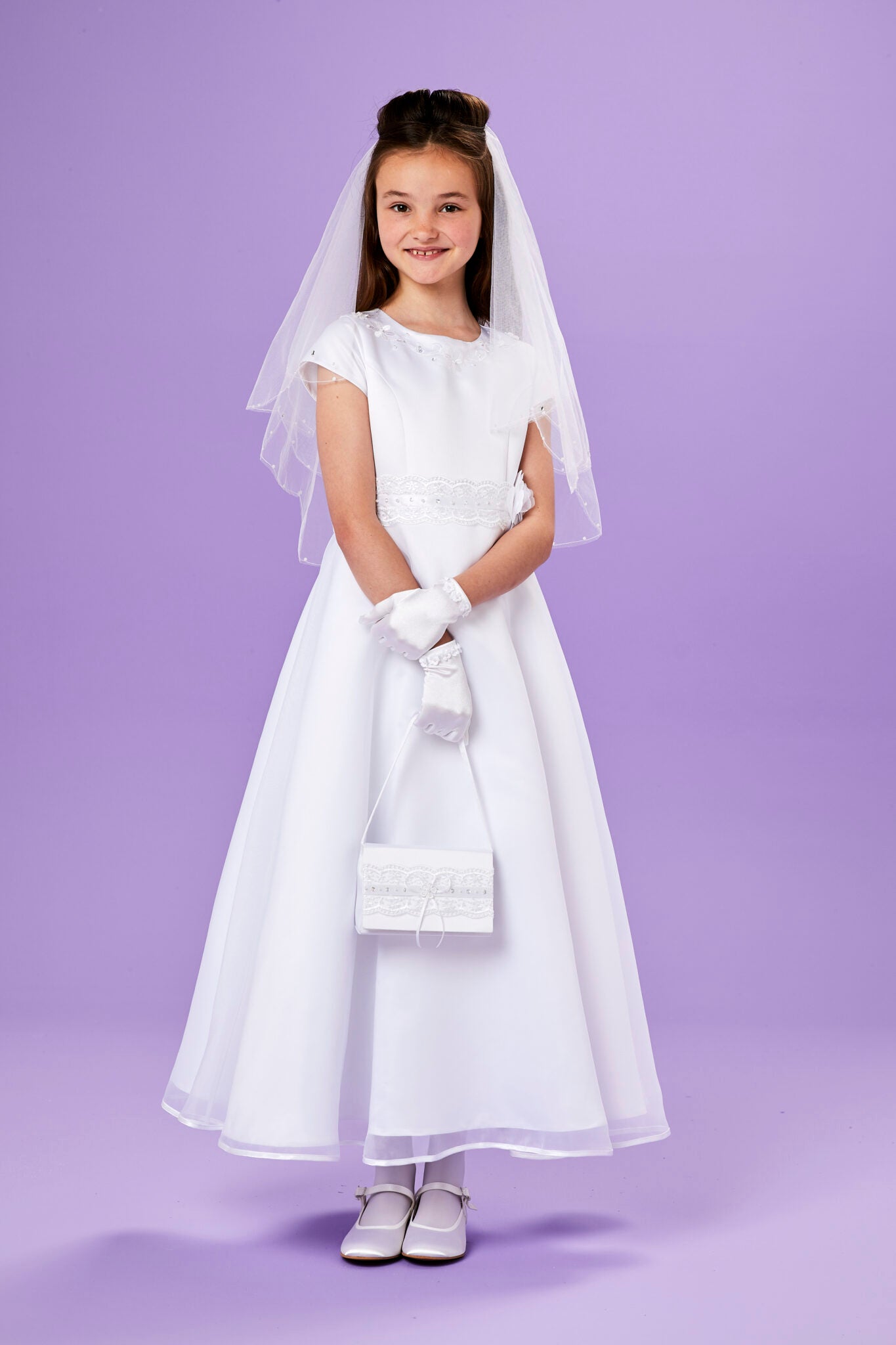 Lightweight Communion Robe Una Cap Sleeve Holy Communion Dress – Peridot Occasion wear