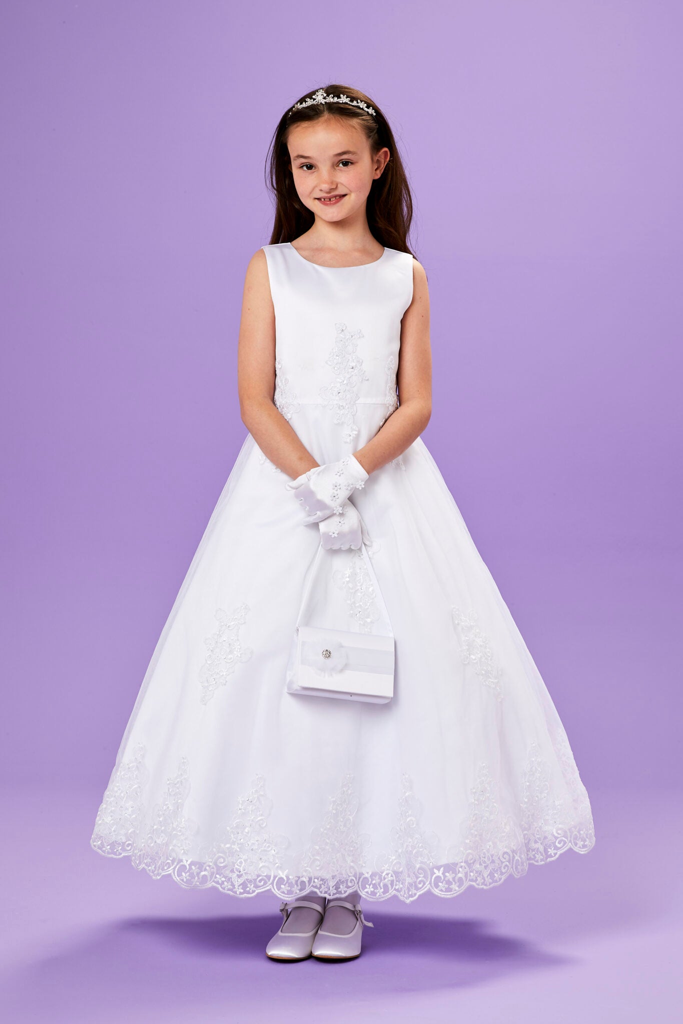 Lightweight Communion Robe Erin Sleeveless Net Tulle Holy Communion Dress – Peridot Occasion wear