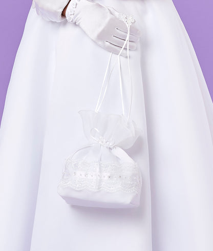 Amelia White Satin Communion Dolly Bag