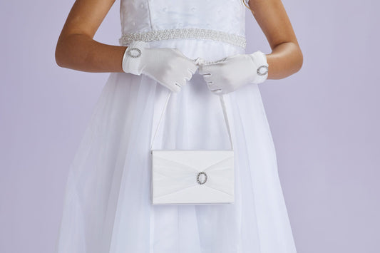Kara Hard Bag with Organza Bow and Diamante Buckle.