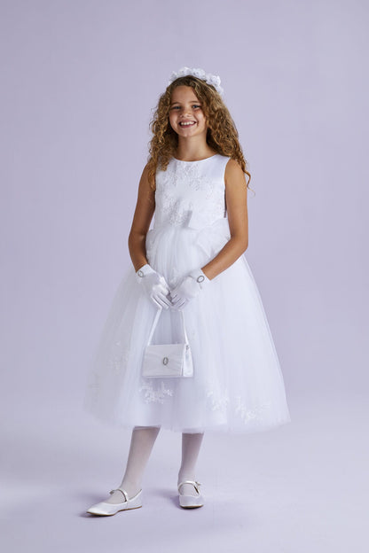 June Net Tulle Embroidered Guipure Communion Dress