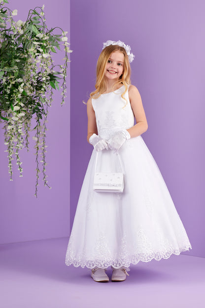 Margaret White Satin Holy Communion Glove with Bow  Available October 2026