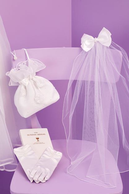 Fallon Large Satin Bow Communion Veil