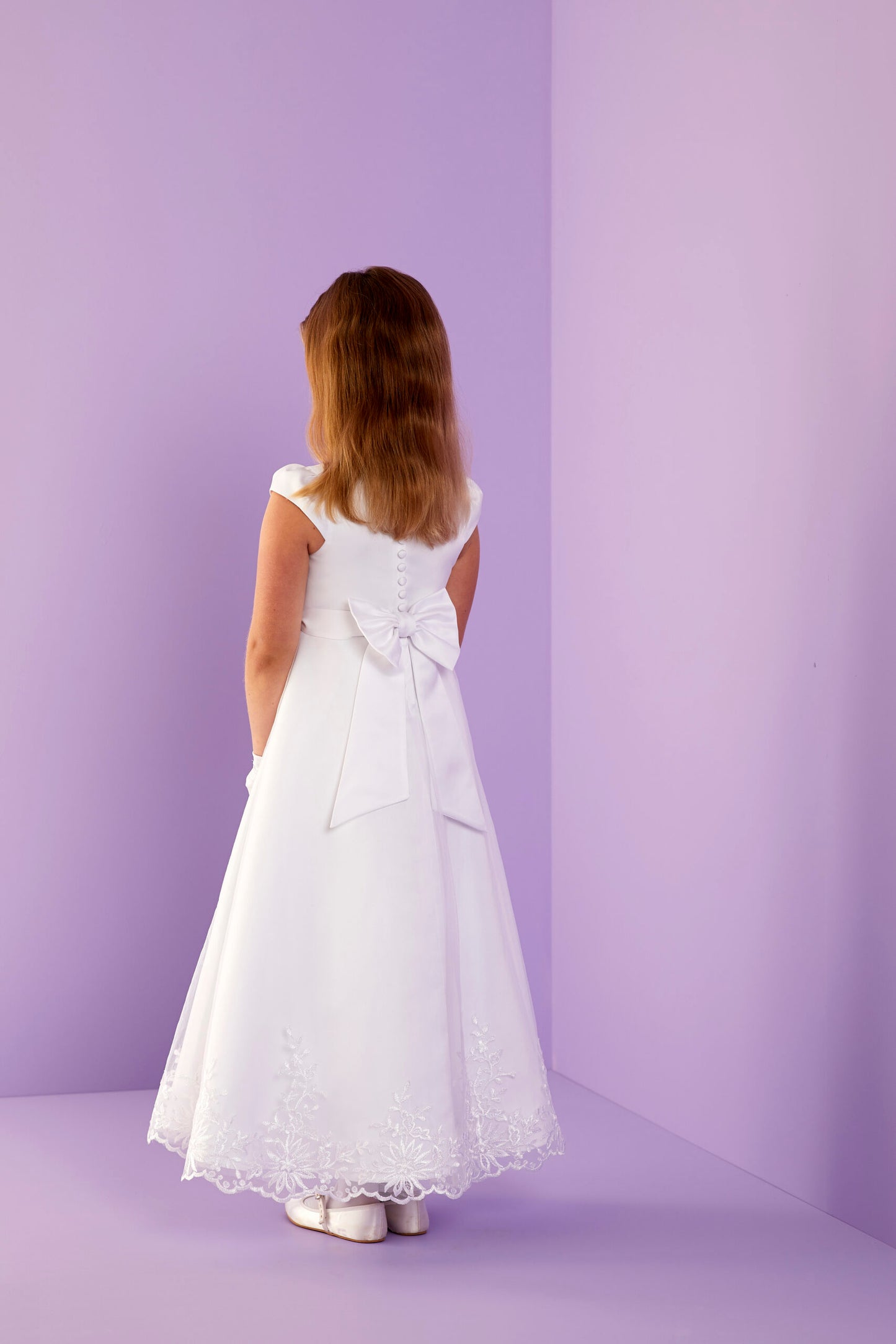 Harper Elegant Holy Communion Dress with Organza Skirt