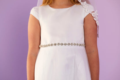 Harper Elegant Holy Communion Dress with Organza Skirt