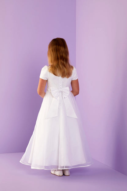Sheridan Short Sleeve Holy Communion Dress with Organza Skirt