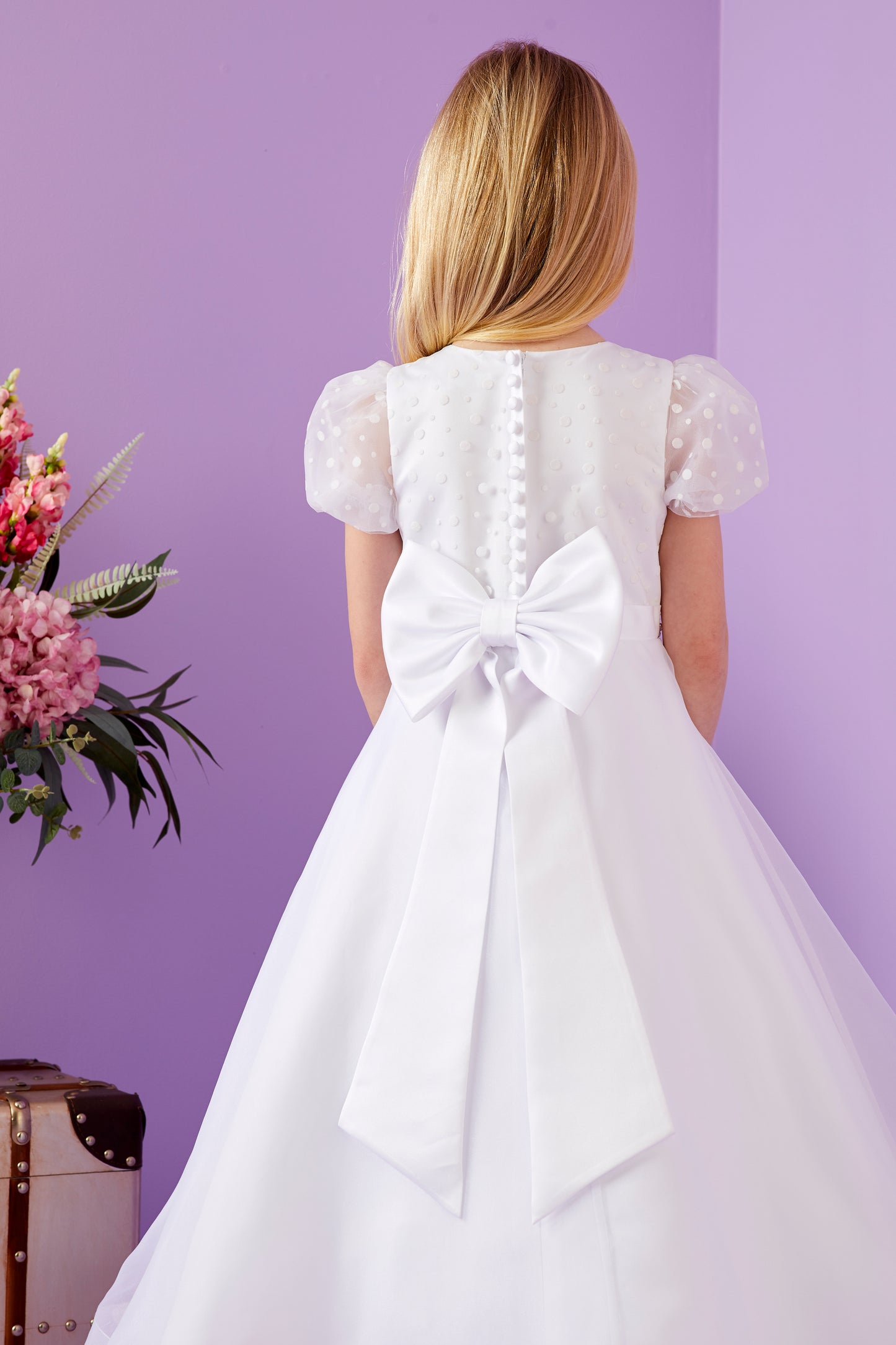 Iva Flock Spot White Holy Communion Dress Available October 2025