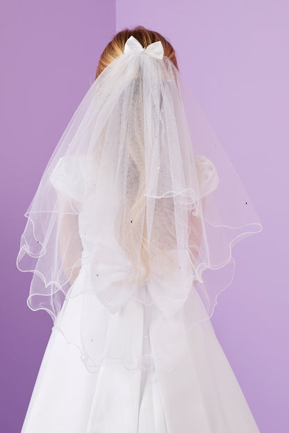 Etta Elegant Holy Communion Dress with Embroidered Bodice and Duchess Satin Skirt Available October 2025