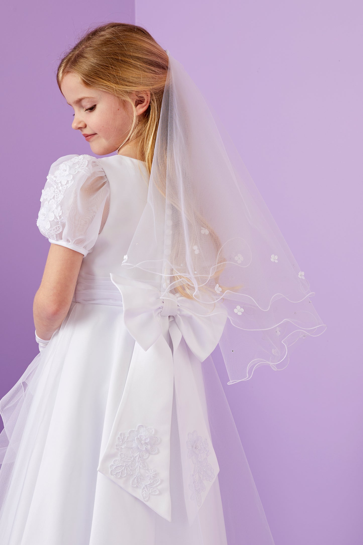 Ariana Elegant Holy Communion Dress with Embroidered Bodice and Waterfall Organza Skirt Available October 2025