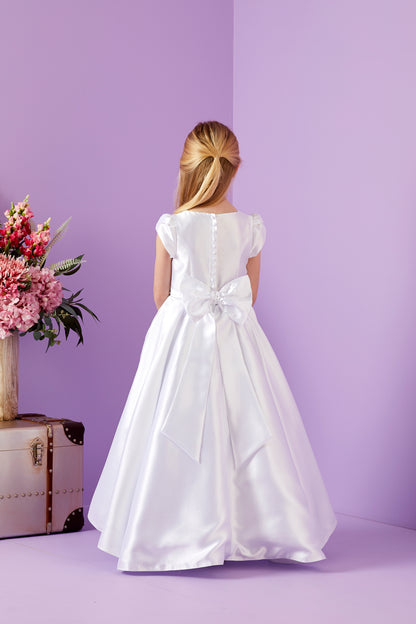 Mimi Elegant Holy Communion Duchess Satin Dress with Embellished pockets Available October 2025