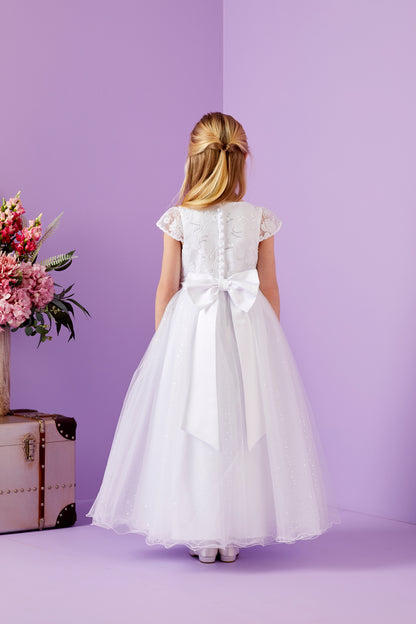 Lola Holy Communion Dress with Lace Bodice and Sparkle Net Skirt Available October 2025