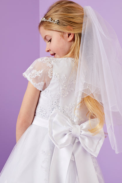 Luna Holy Communion Dress with Lace Bodice and Sparkle Net Skirt Available October 2025