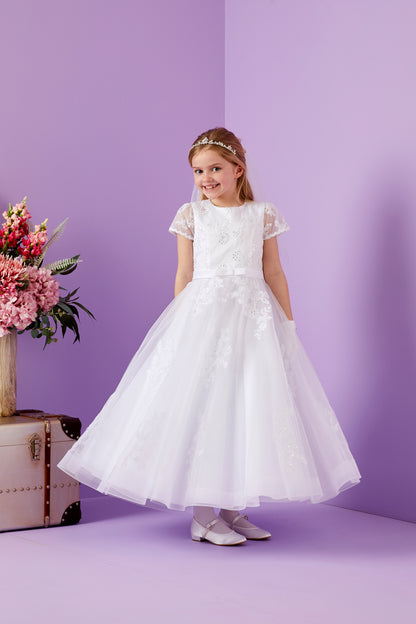 Luna Holy Communion Dress with Lace Bodice and Sparkle Net Skirt Available October 2025