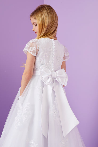 Luna Holy Communion Dress with Lace Bodice and Sparkle Net Skirt Available October 2025