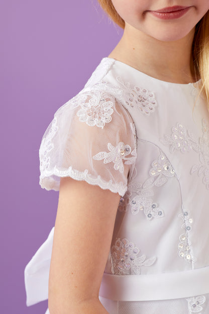 Luna Holy Communion Dress with Lace Bodice and Sparkle Net Skirt Available October 2025