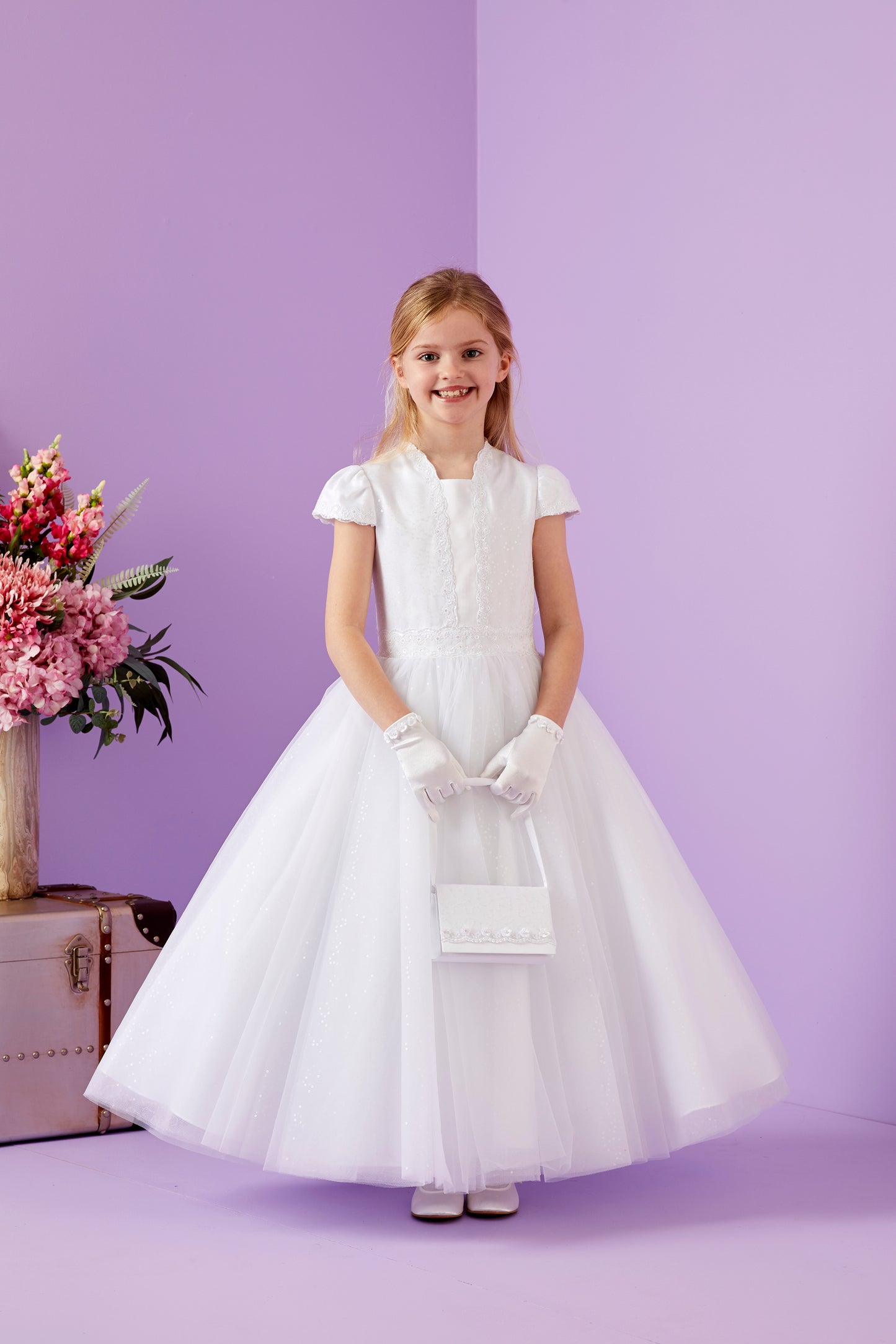 Maggie Holy Communion Dress with Embellished Bodice and Tulle Skirt Available October 2025