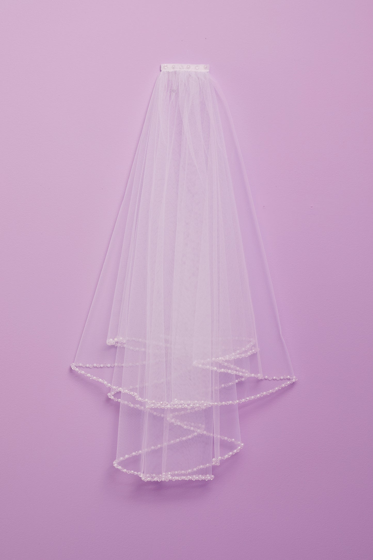 Celine Pearl and Beaded Hem Communion Veil White Available October 2025