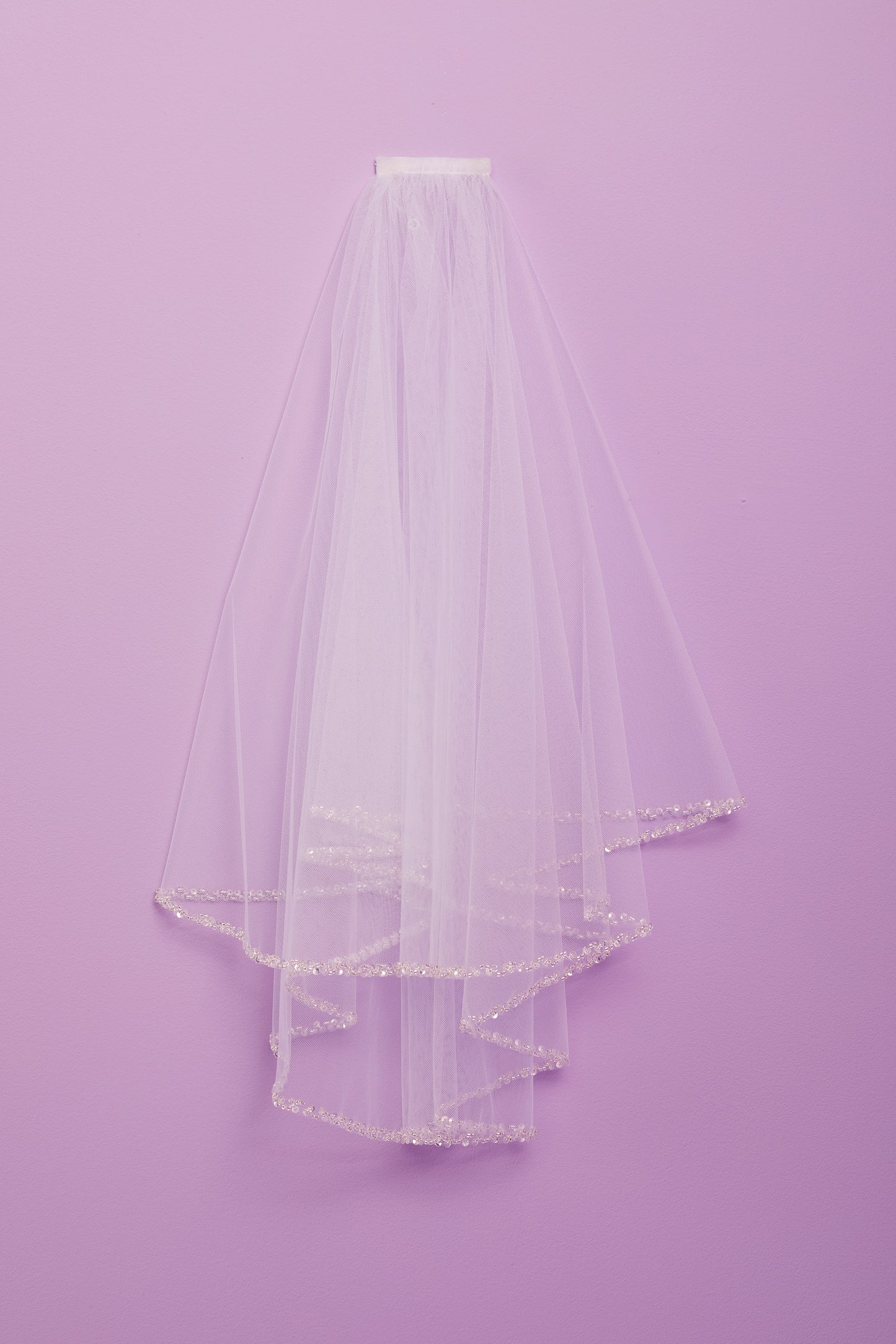 Tabitha White Communion Veil with Bead and Sequin Hem Detail Available October 2025