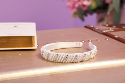 Taylor Hand Diamante, Bead & Pearl Headband Available October 2025