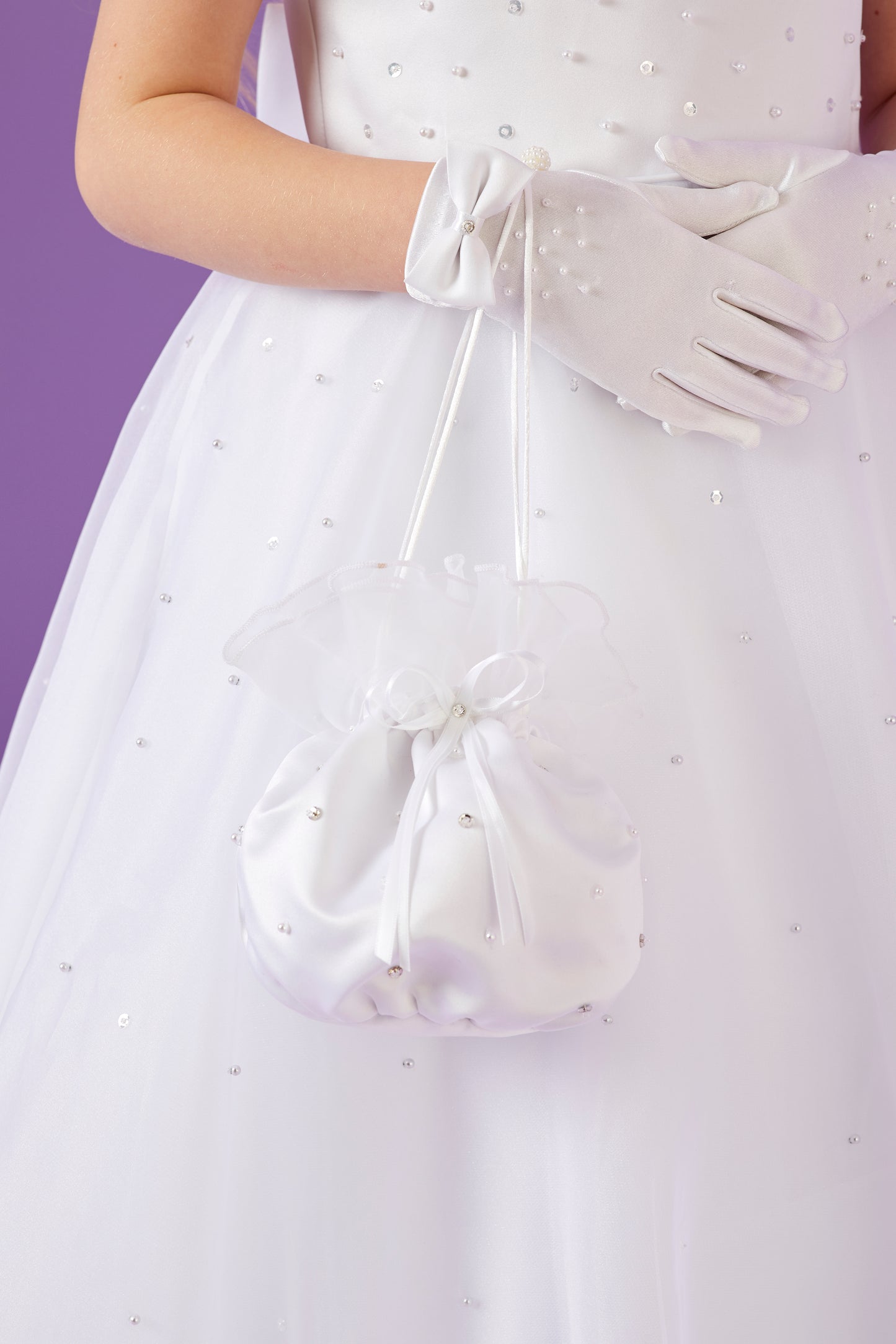 Athena Satin Dolly Bag with Sequins Beads and Pearls