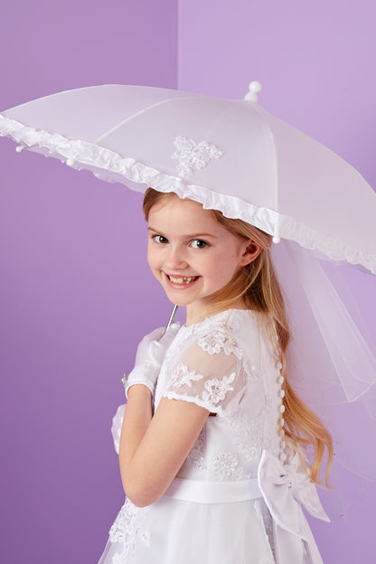 Rosa Holy Communion Umbrella With Guipure Motif and Frill Available October 2025