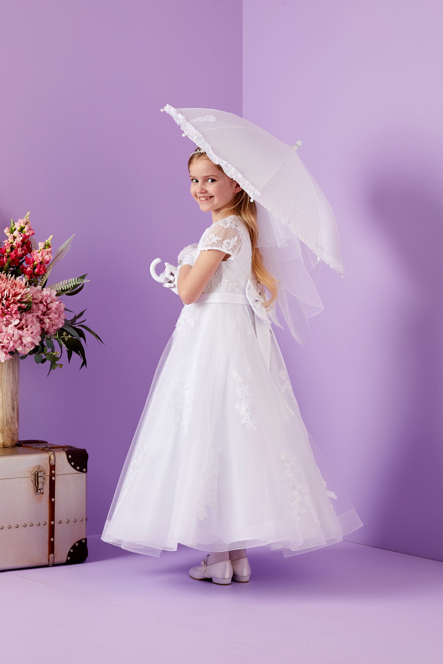 Rosa Holy Communion Umbrella With Guipure Motif and Frill Available October 2025
