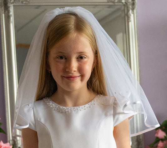 Kylie White Communion Diamante Cross Veil Available October 2025