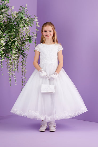 Tara White Satin and Lace First Holy Communion Bag with Beaded Handle  Available October 2026
