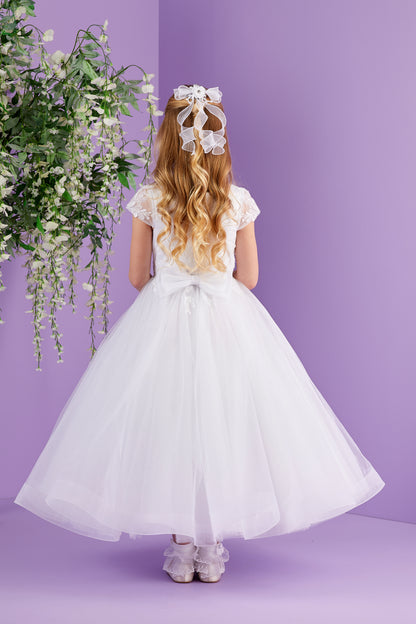 Winona Full length White Sparkle Tulle Holy Communion Dress with Embellished Bodice Available October 2026
