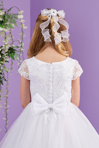 Winona Full length White Sparkle Tulle Holy Communion Dress with Embellished Bodice Available October 2026