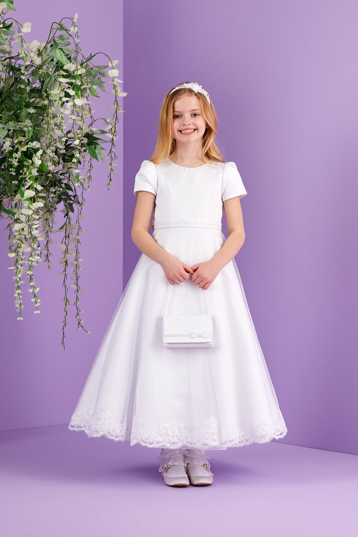 Joy Flower, Bead & Pearl Headband for Holy Communion, Flower girl  Available October 2026