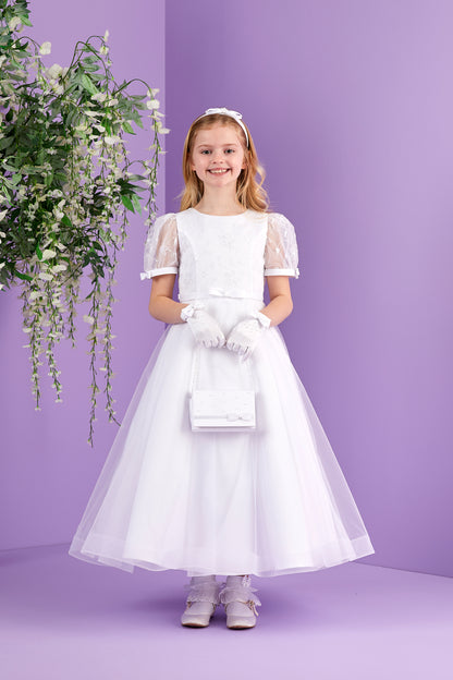 Beau Satin Bow with Bead & Pearl detail Headband Holy Communion Flower Girl  Available October 2026