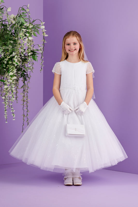 Portia Full Length Organza and Pearl Communion Dress with Sparkle Skirt Available 2026