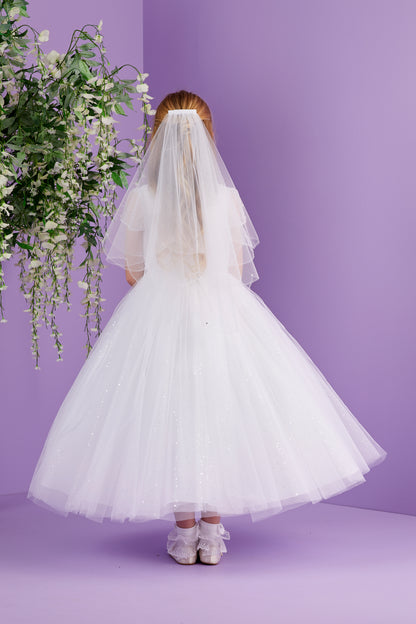 Portia Full Length Organza and Pearl Communion Dress with Sparkle Skirt Available 2026